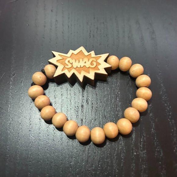 GoodWood NYC Swag Bracelet Wooden Pendant Wooden Beaded - Picture 1 of 2
